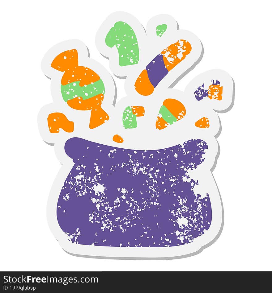 Bag Of Halloween Candy Grunge Sticker