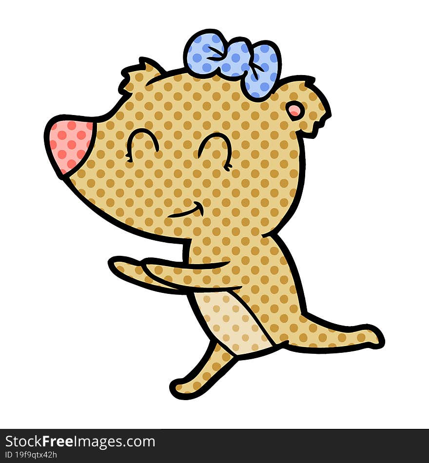 running female bear cartoon. running female bear cartoon