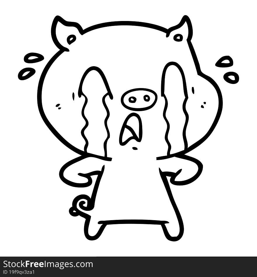 crying pig cartoon. crying pig cartoon