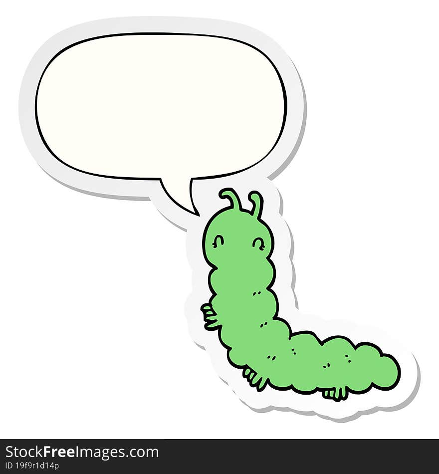 cartoon caterpillar with speech bubble sticker