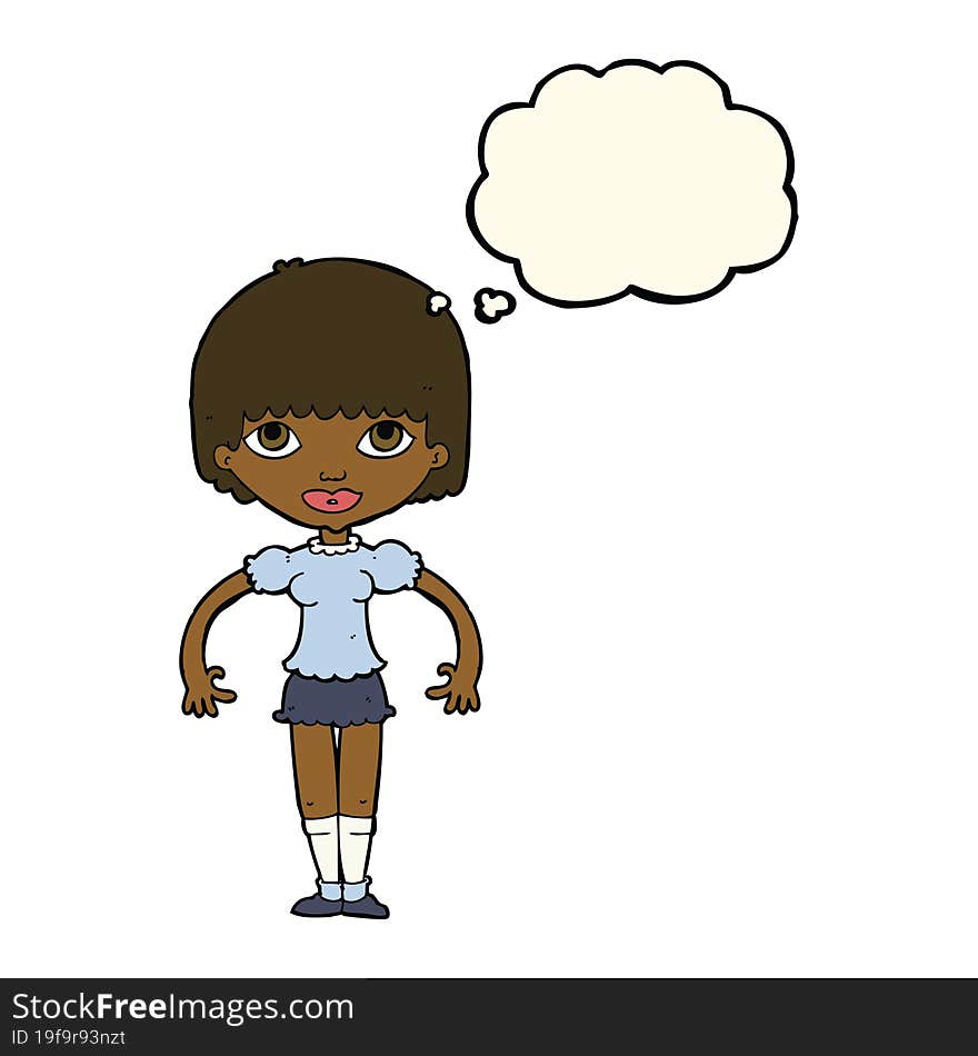 cartoon girl with thought bubble