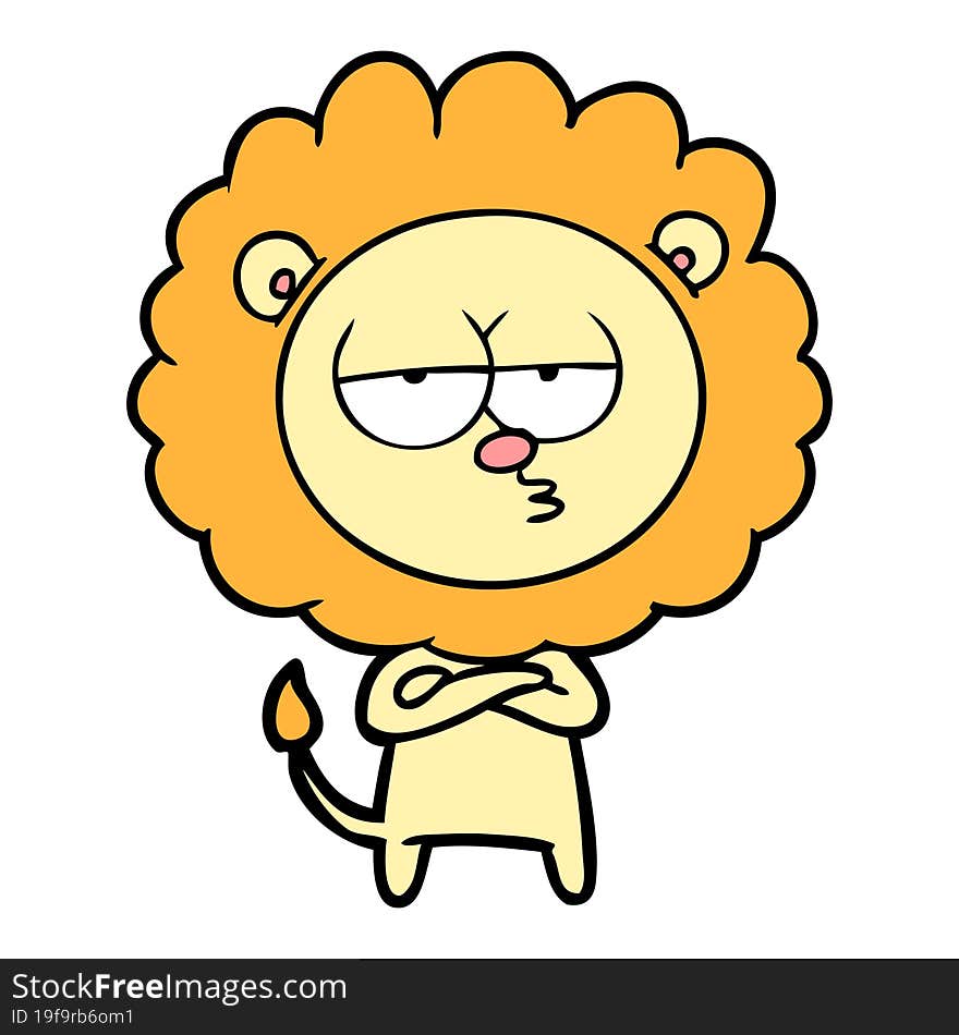 cartoon bored lion. cartoon bored lion