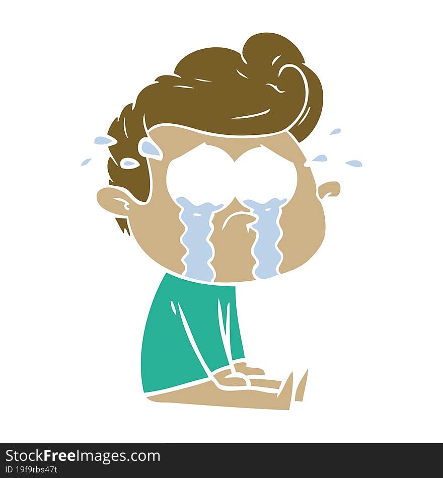 flat color style cartoon crying man