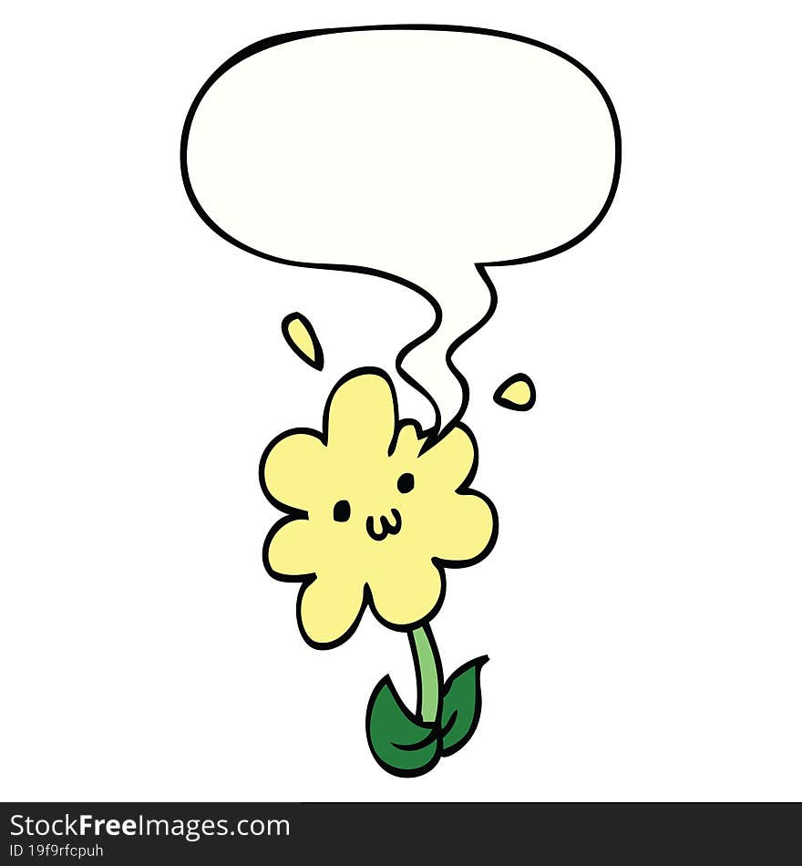 cartoon flower and speech bubble