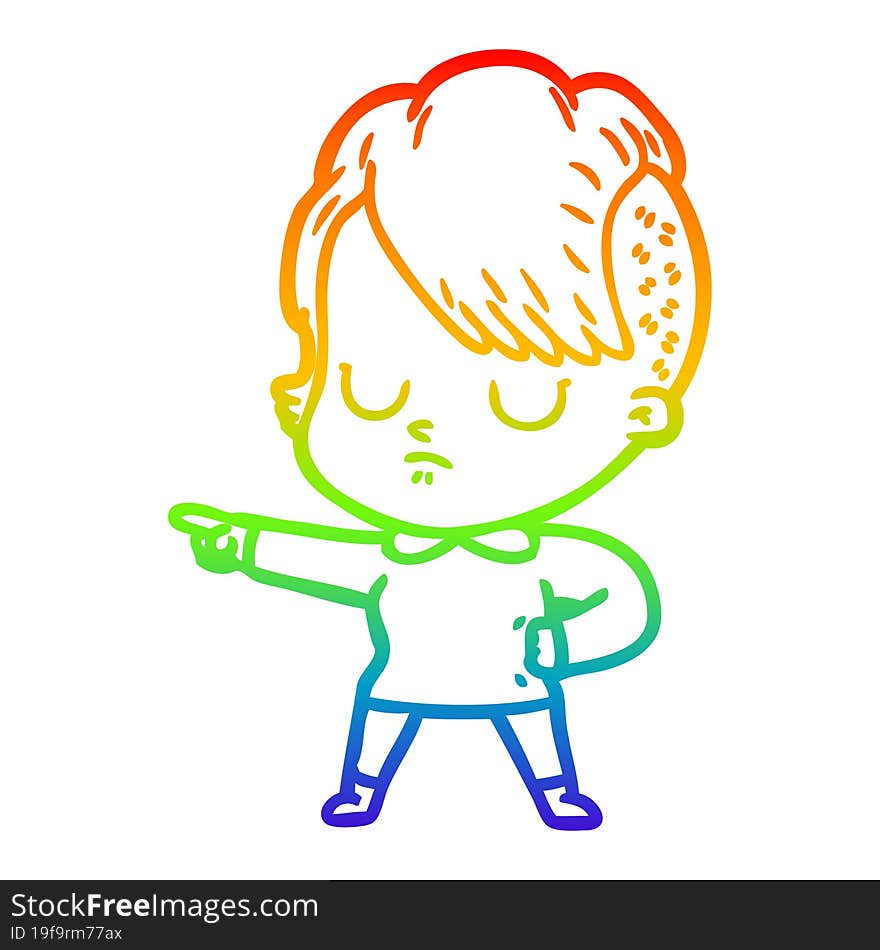 rainbow gradient line drawing of a cartoon woman