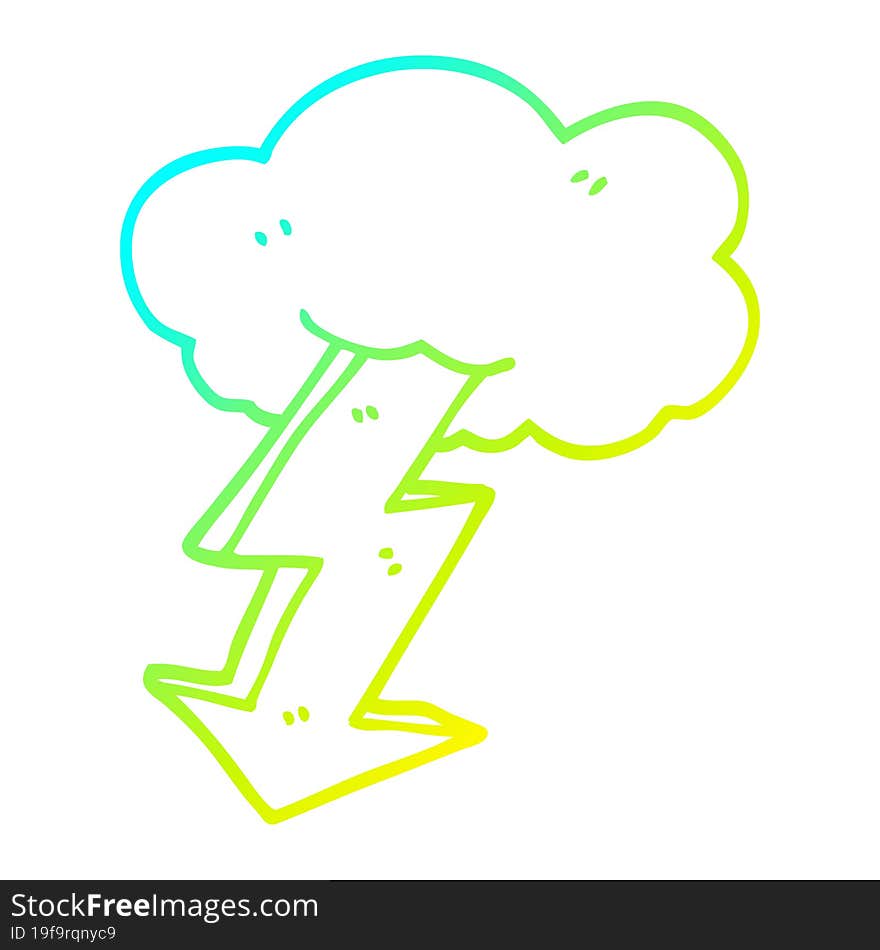 cold gradient line drawing cartoon lightning bolt