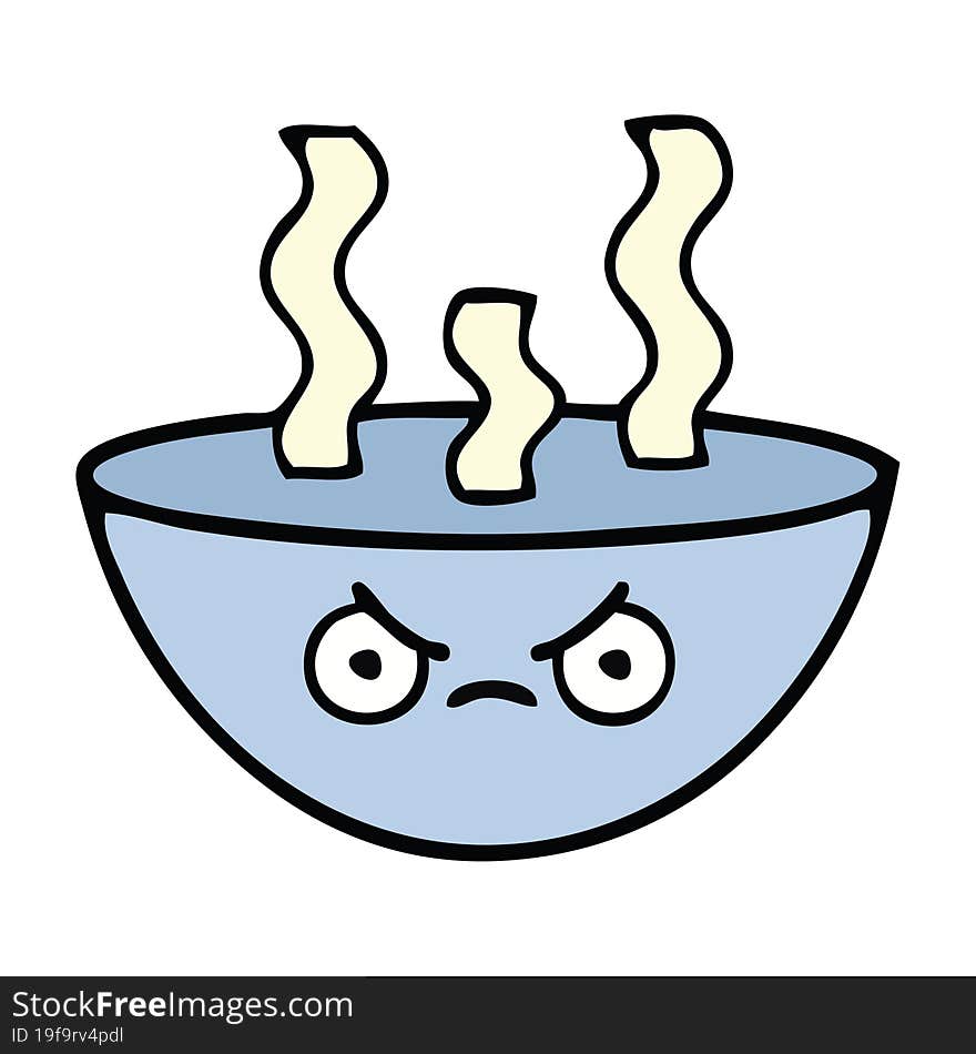 cute cartoon of a bowl of hot soup