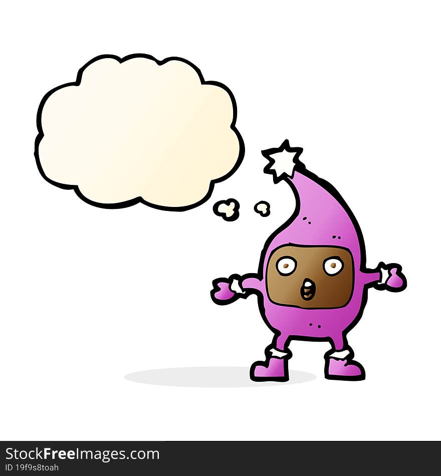 cartoon funny creature with thought bubble