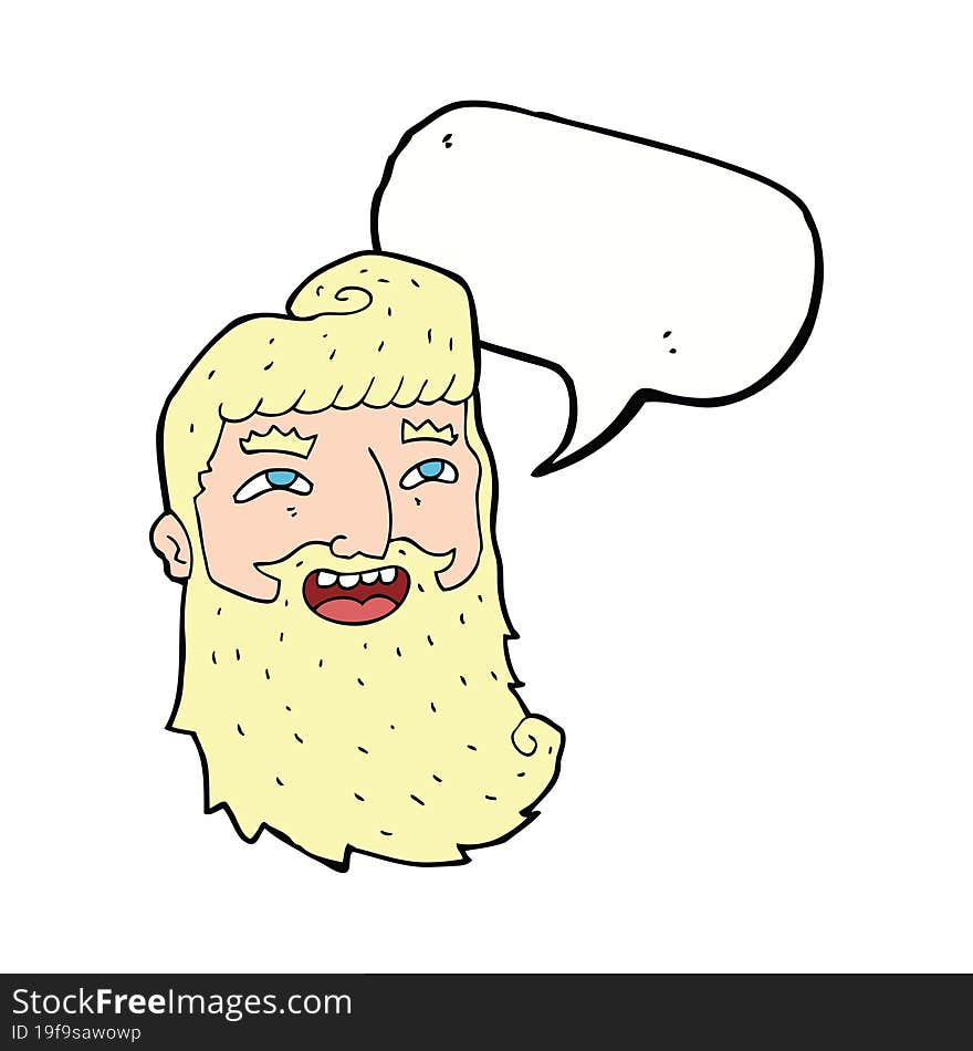 Cartoon Man With Beard Laughing With Speech Bubble