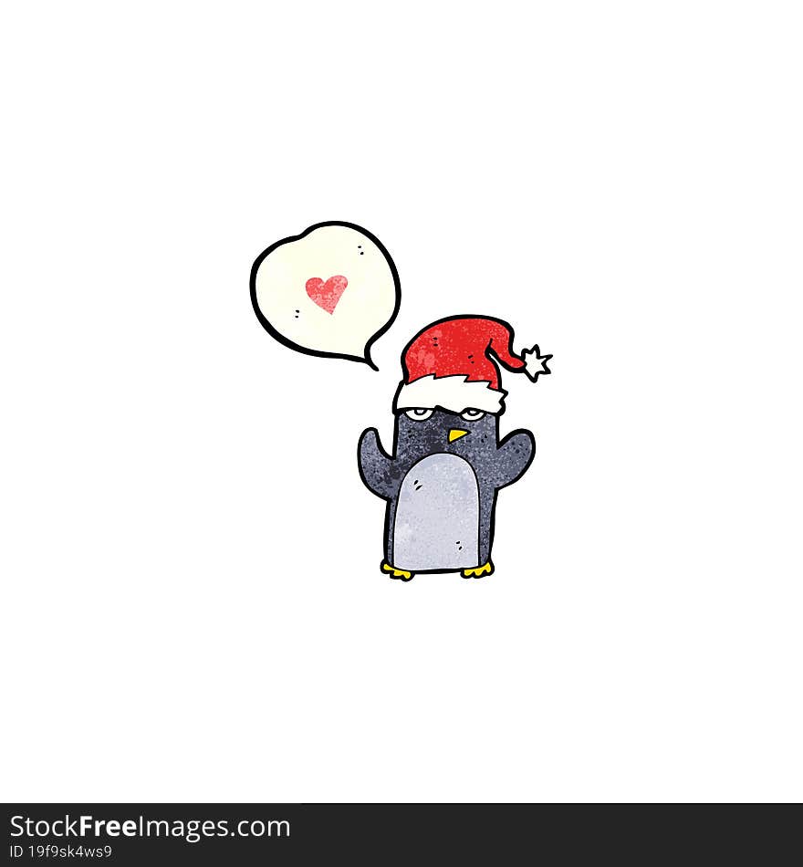 Cartoon Penguin With Love Heart