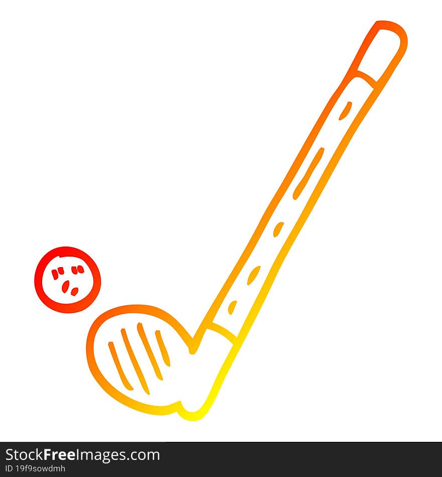 warm gradient line drawing cartoon golf club and ball