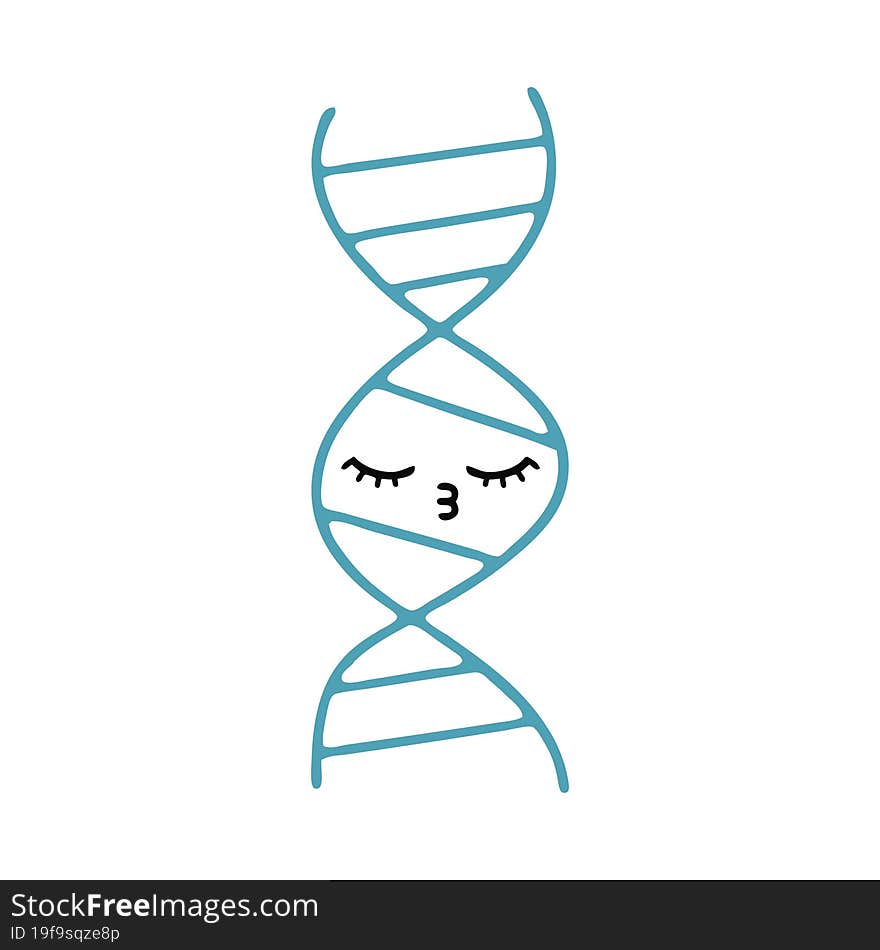 flat color retro cartoon of a DNA strand