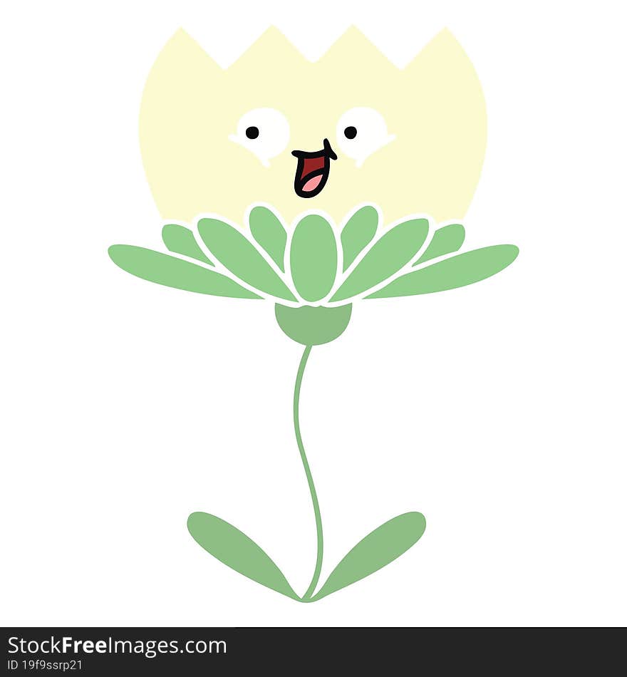 flat color retro cartoon of a flower