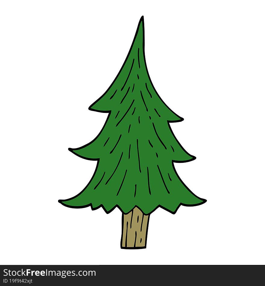 Cartoon Doodle Pine Trees