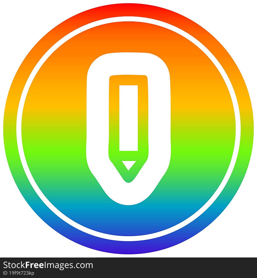 simple pencil circular icon with rainbow gradient finish. simple pencil circular icon with rainbow gradient finish