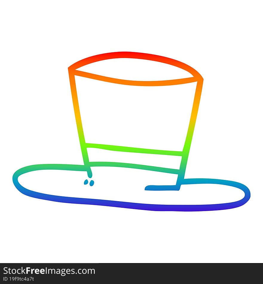 rainbow gradient line drawing cartoon top hat