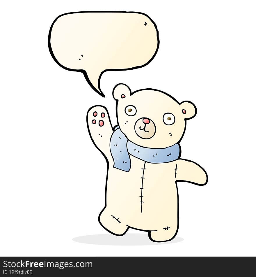 cute cartoon polar teddy bear with speech bubble