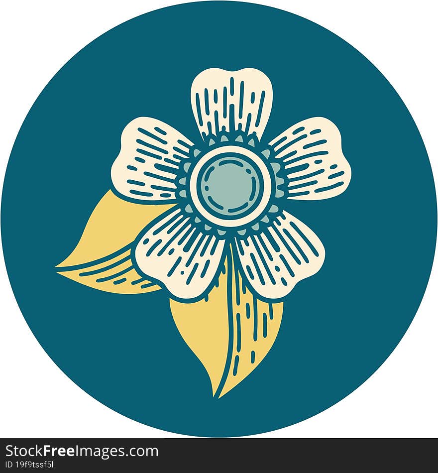 iconic tattoo style image of a flower. iconic tattoo style image of a flower