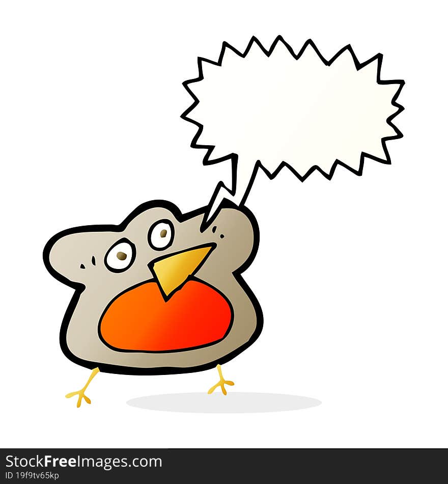 Funny Cartoon Robin With Speech Bubble