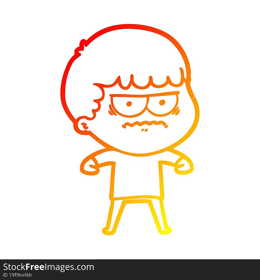 Warm Gradient Line Drawing Cartoon Annoyed Man