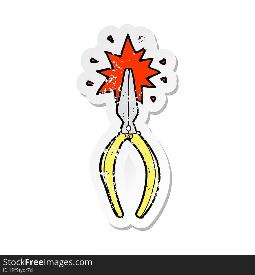 retro distressed sticker of a cartoon pliers