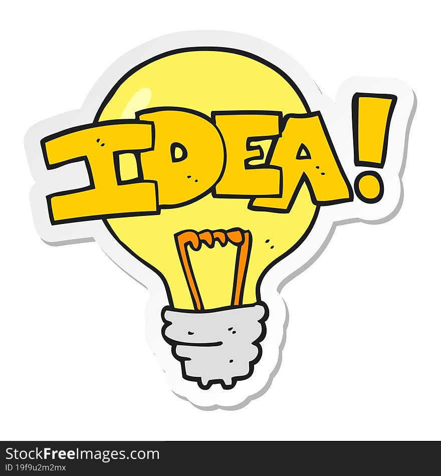 sticker of a cartoon idea light bulb symbol