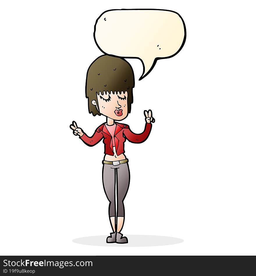 cartoon cool girl with speech bubble