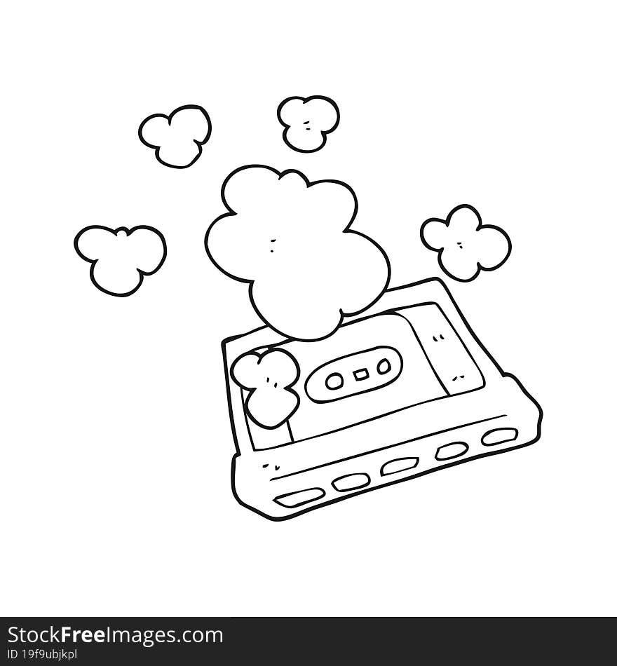 black and white cartoon cassette tape