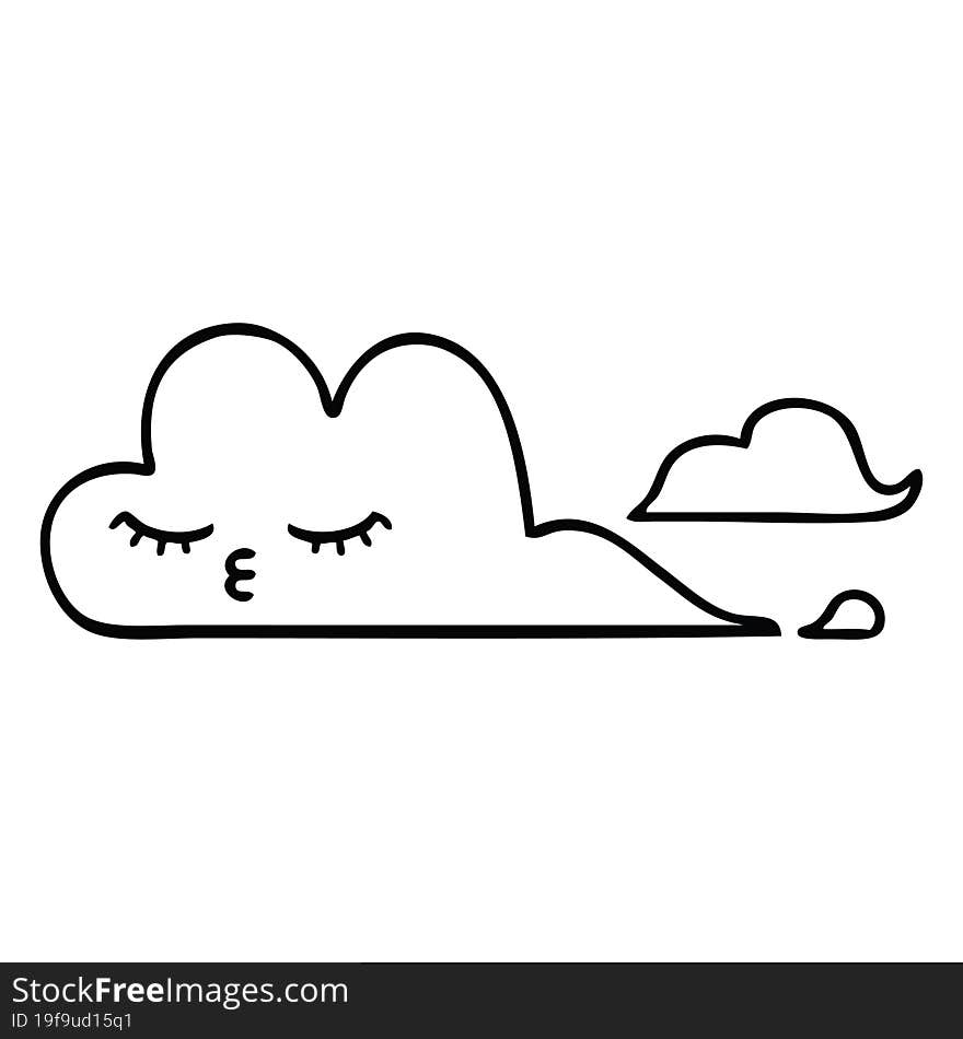 Line Drawing Cartoon White Cloud