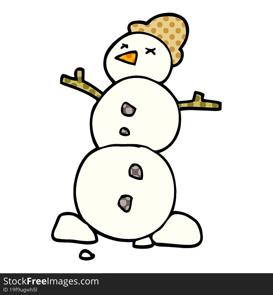 cartoon doodle snowman