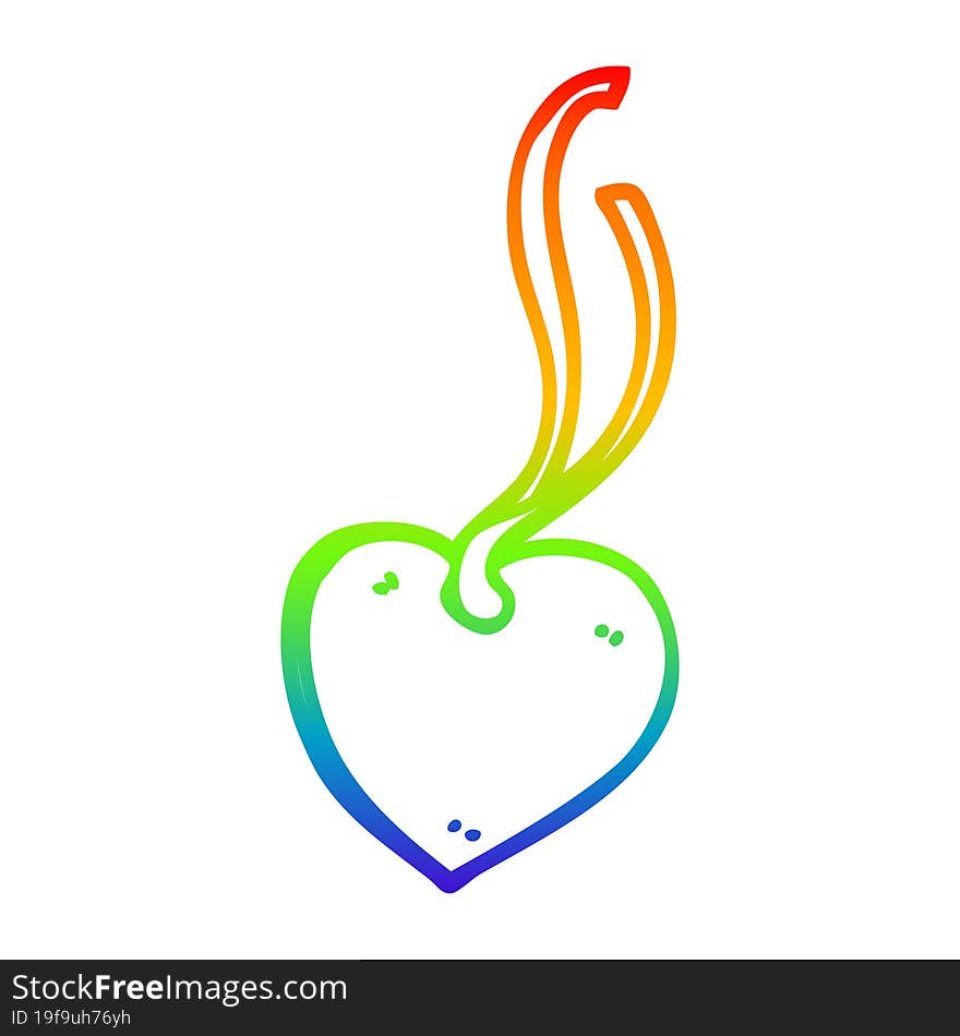 rainbow gradient line drawing of a cartoon heart tag