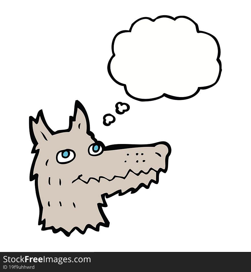 Cartoon Wolf Head With Thought Bubble