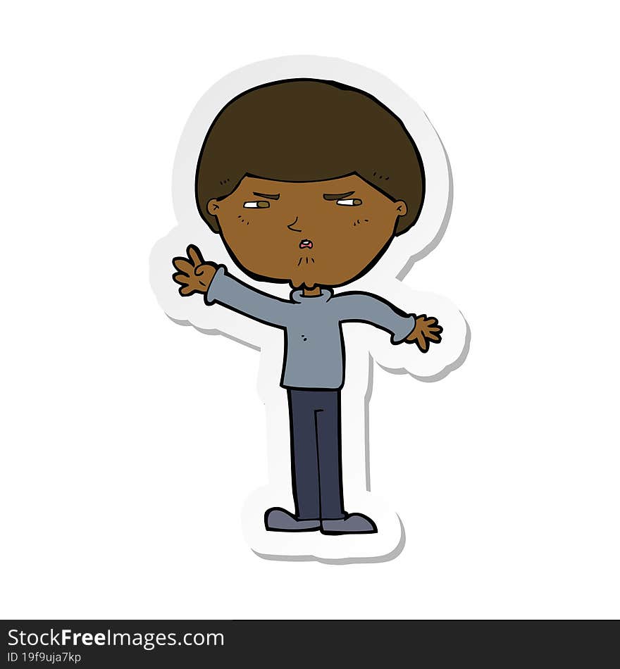 sticker of a cartoon mean man