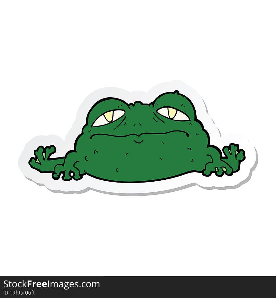 sticker of a cartoon ugly frog