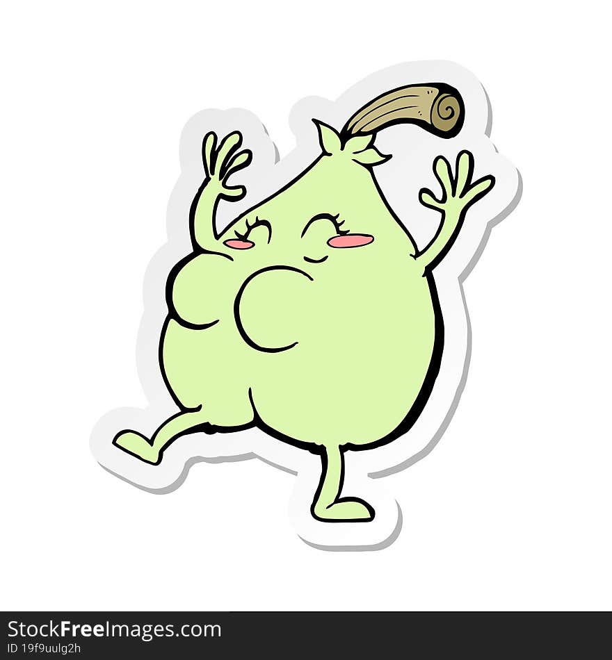 sticker of a a nice pear cartoon