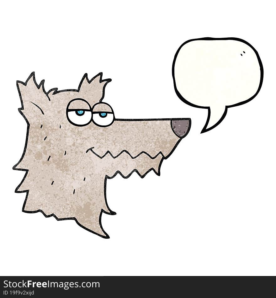 speech bubble textured cartoon wolf head