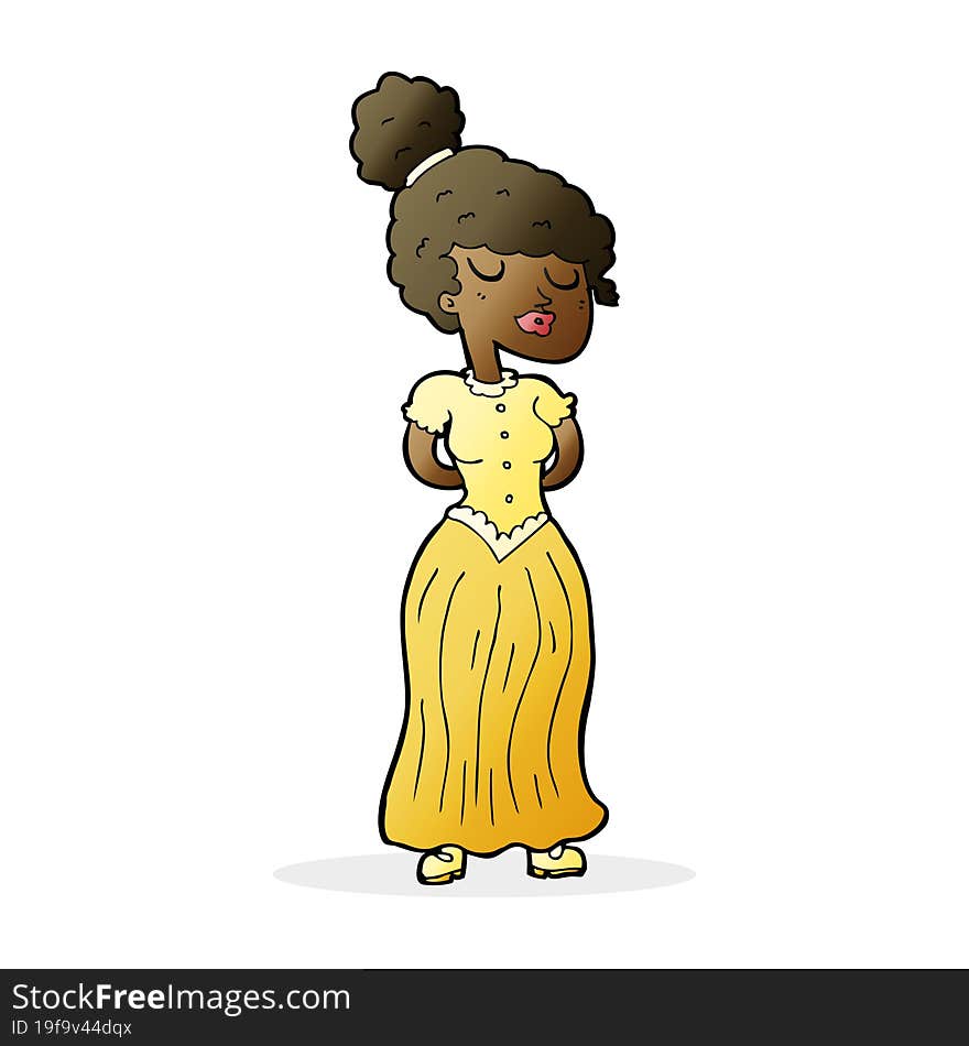 cartoon pretty victorian woman