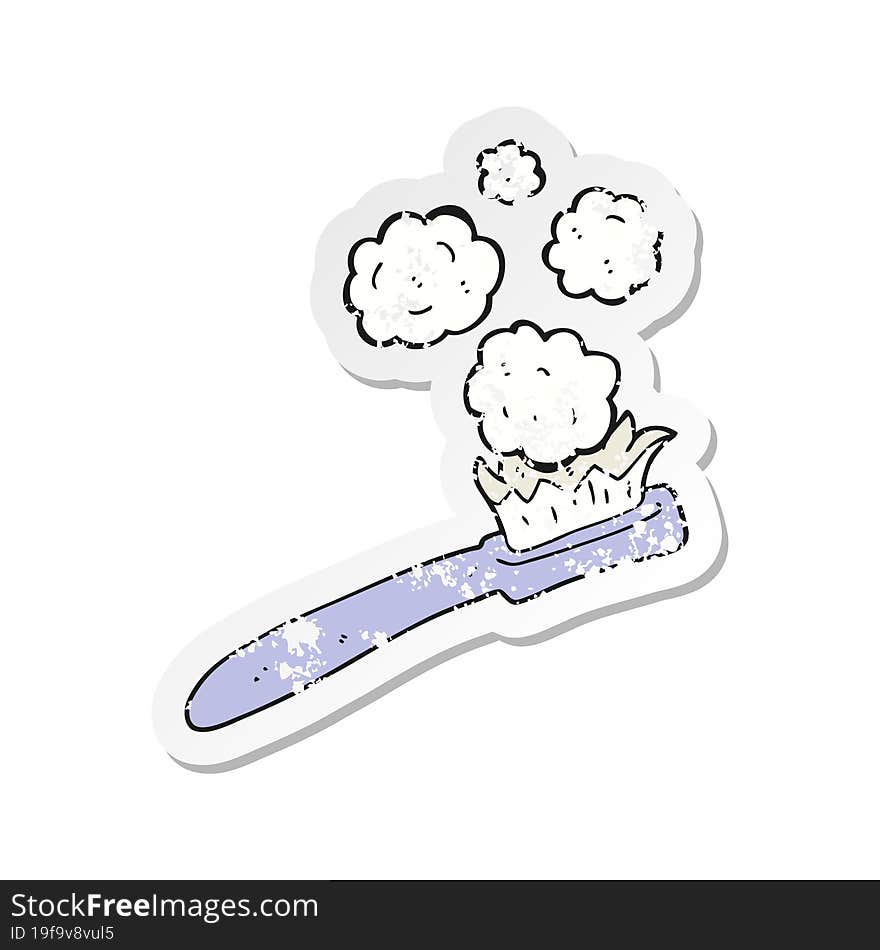 retro distressed sticker of a cartoon toothbrush