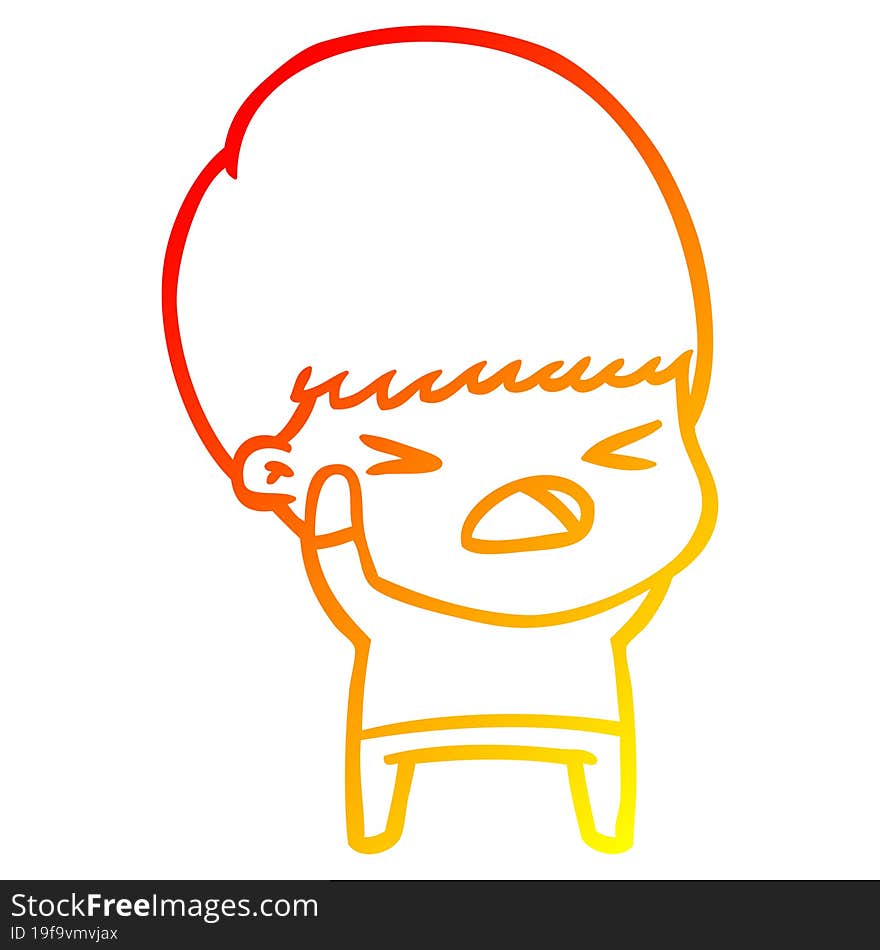 warm gradient line drawing cartoon stressed man