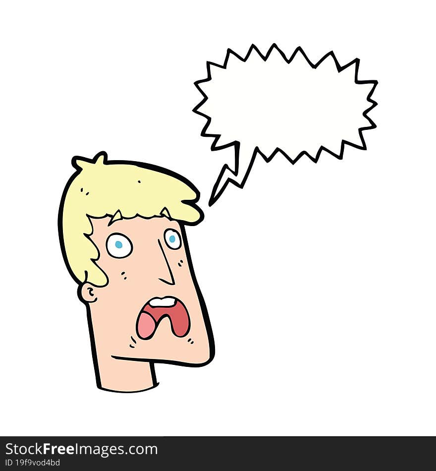 cartoon shocked man with speech bubble