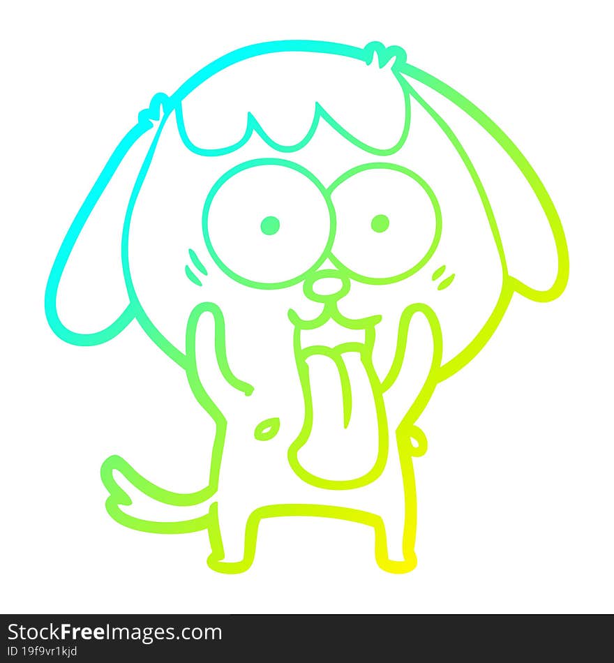 Cold Gradient Line Drawing Cute Cartoon Dog