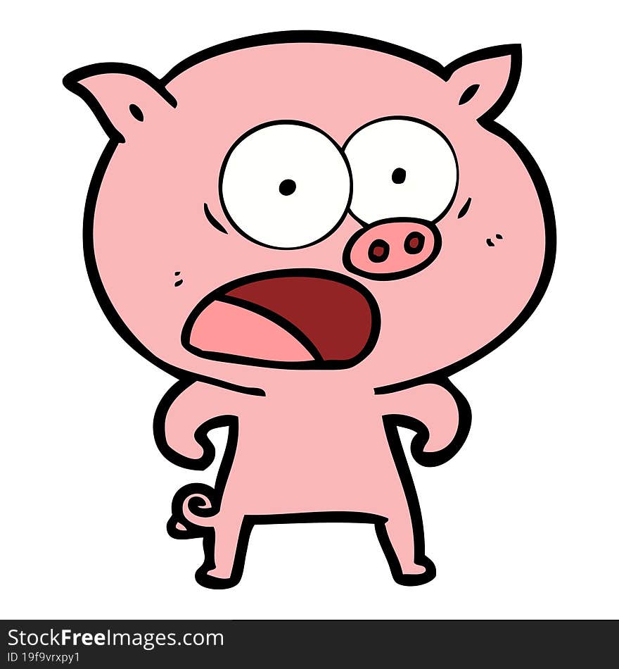 cartoon pig shouting. cartoon pig shouting