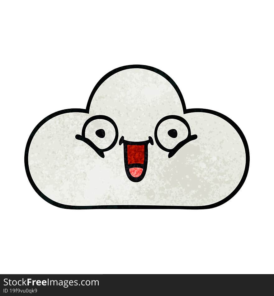 Retro Grunge Texture Cartoon White Cloud