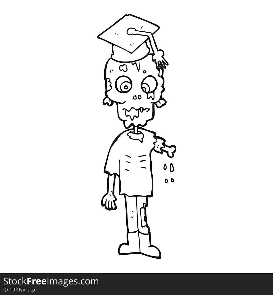 Black And White Cartoon Zombie Student