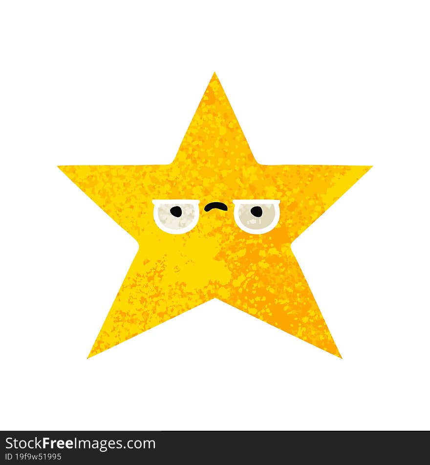 retro illustration style cartoon gold star