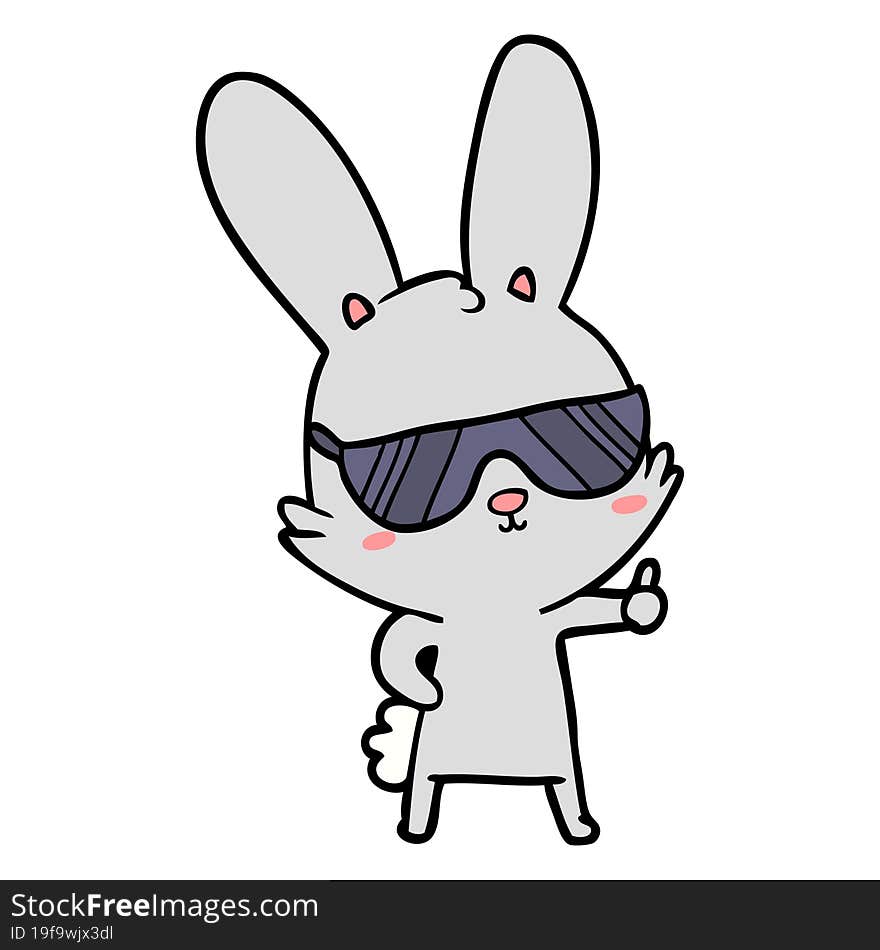 cute cartoon rabbit wearing sunglasses. cute cartoon rabbit wearing sunglasses