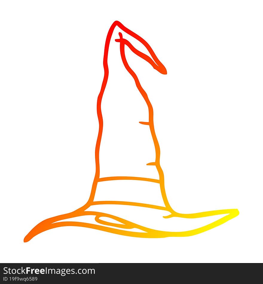 warm gradient line drawing cartoon witch hat