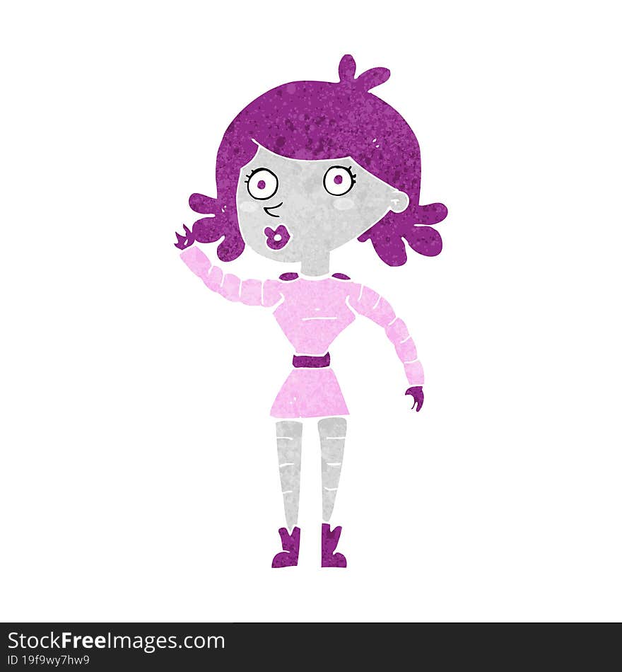 cartoon robot woman waving