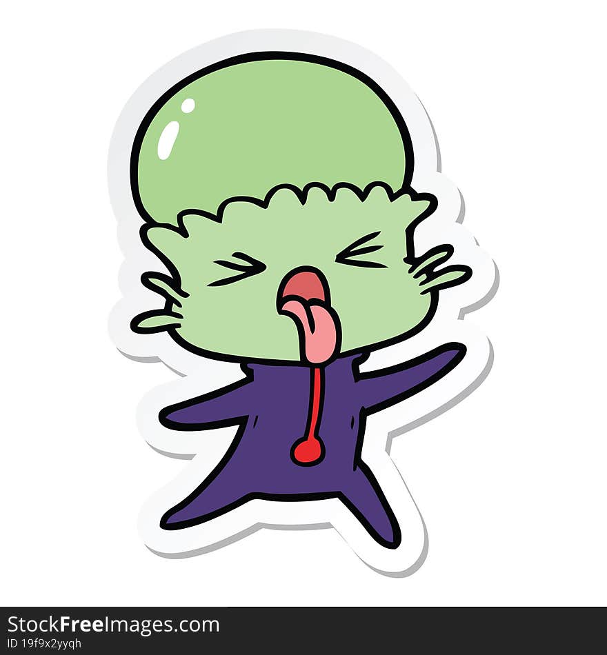 sticker of a weird cartoon alien