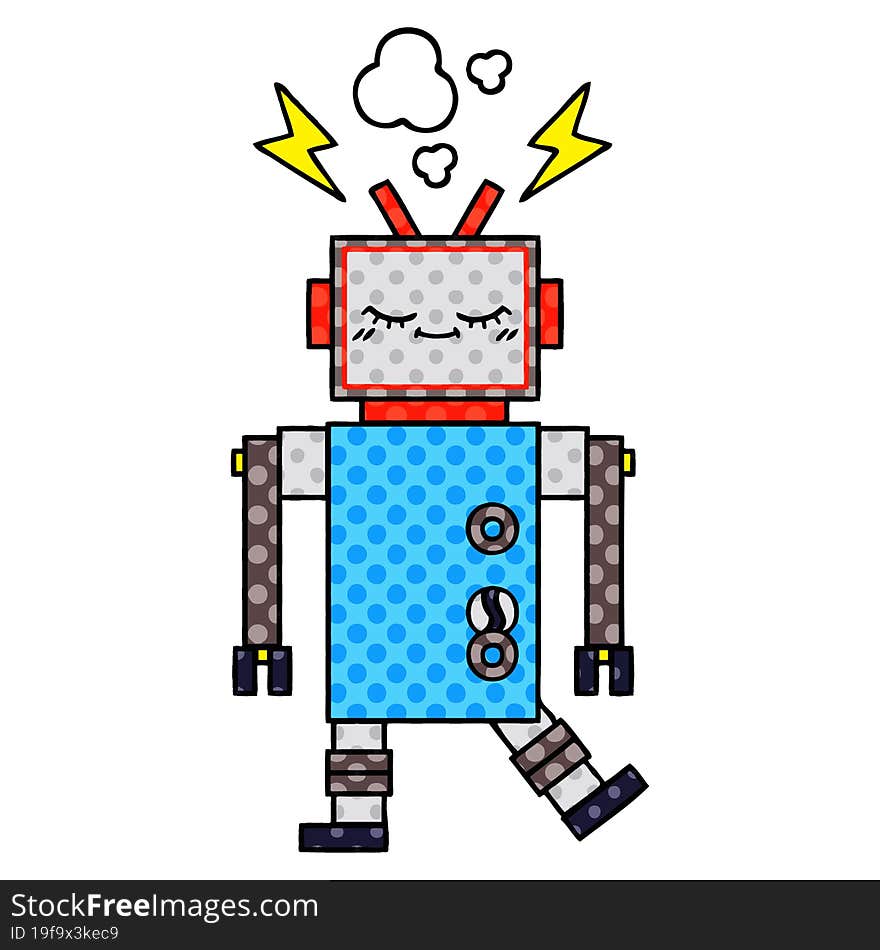 comic book style cartoon dancing robot